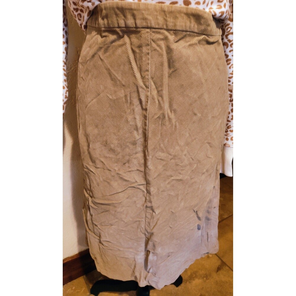 Vintage Eddie Bauer Light Brown Corderoy 3/4 legnth skirt Petite Size 4 zipper